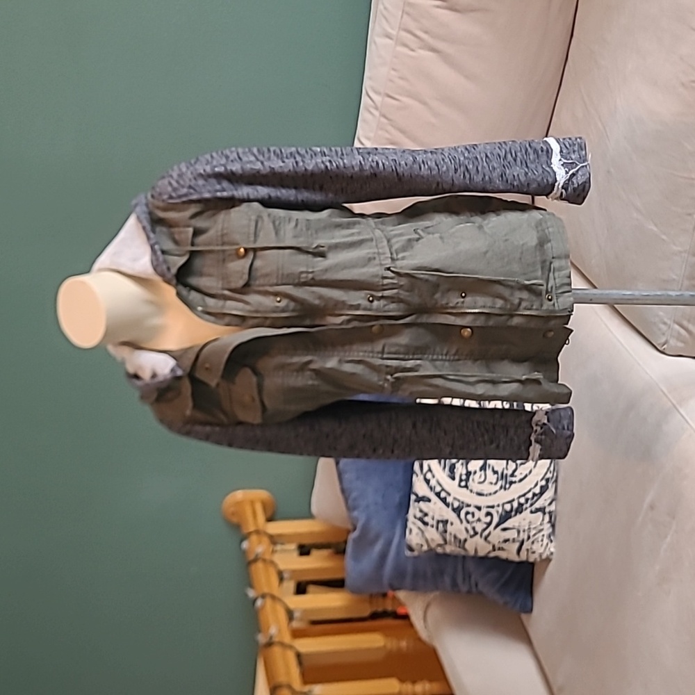 Mudd Military Style Jacket, army green and dark gray